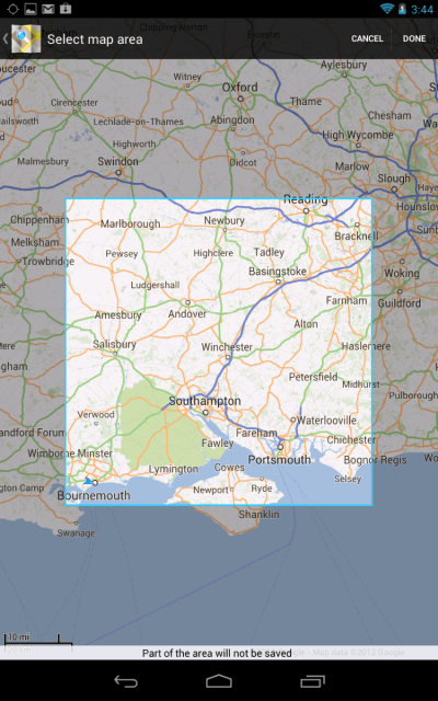 Google Maps on Google Nexus 7