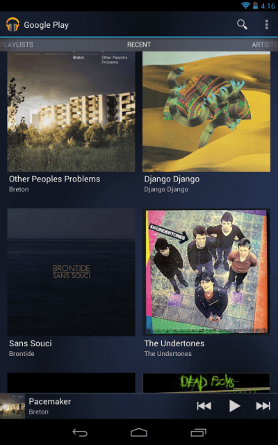 Google Music on Google Nexus 7